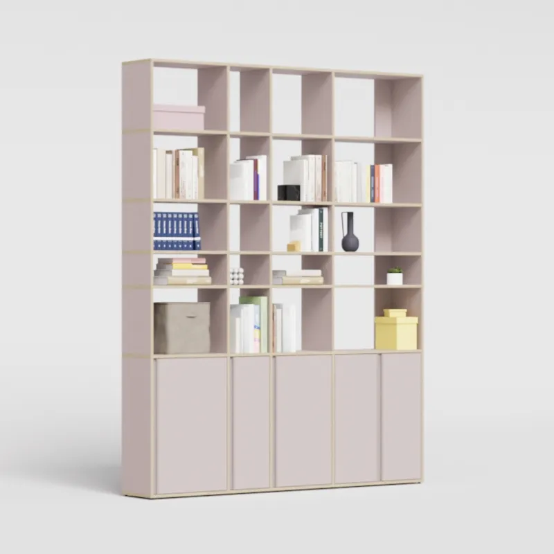 Wall Storage in Pink with Doors and Bottom Storage