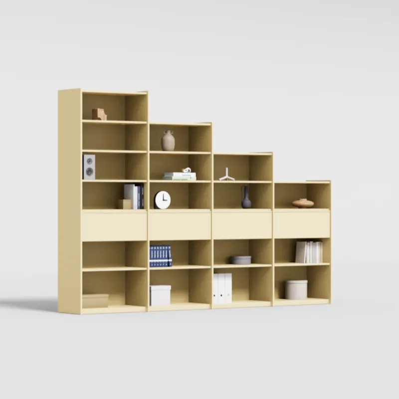 Wall Storage in Butter Yellow with External Drawers