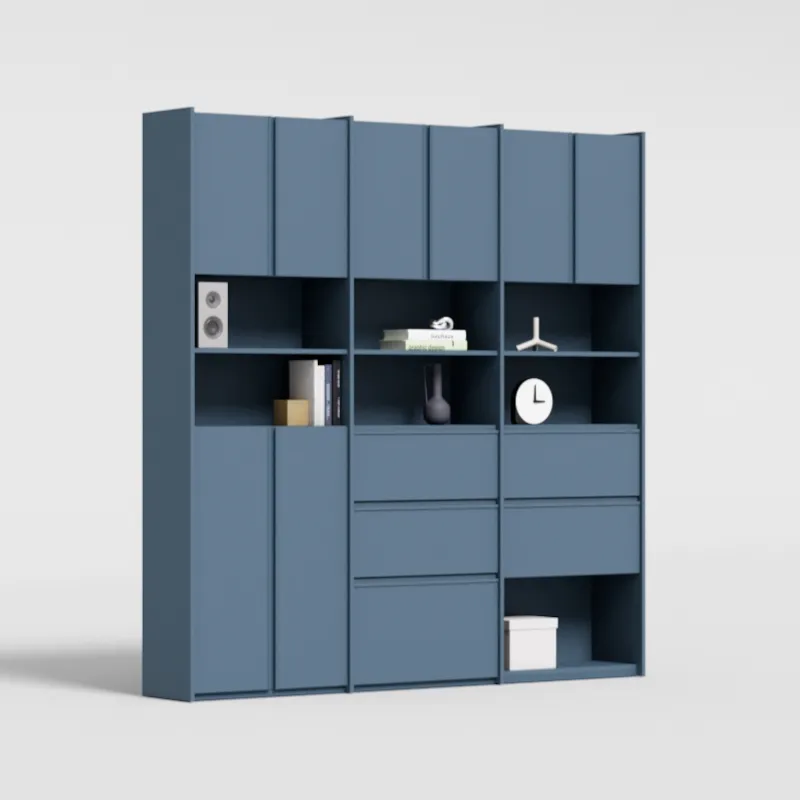 Wall Storage in Dusk Blue with External Drawers
