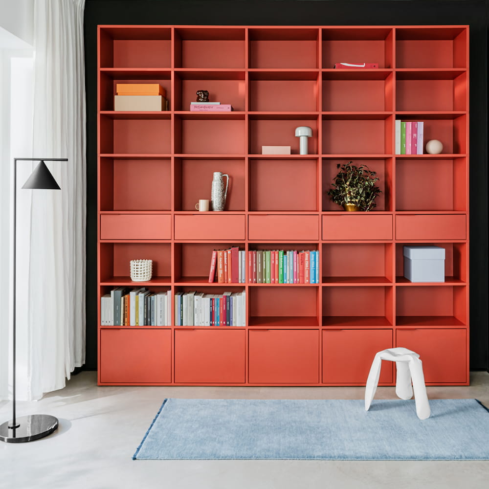 Wall Storage in Terracota with Doors and Drawers