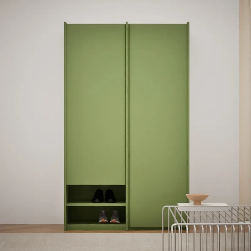 Wardrobe in Olive Green, two columns — rail